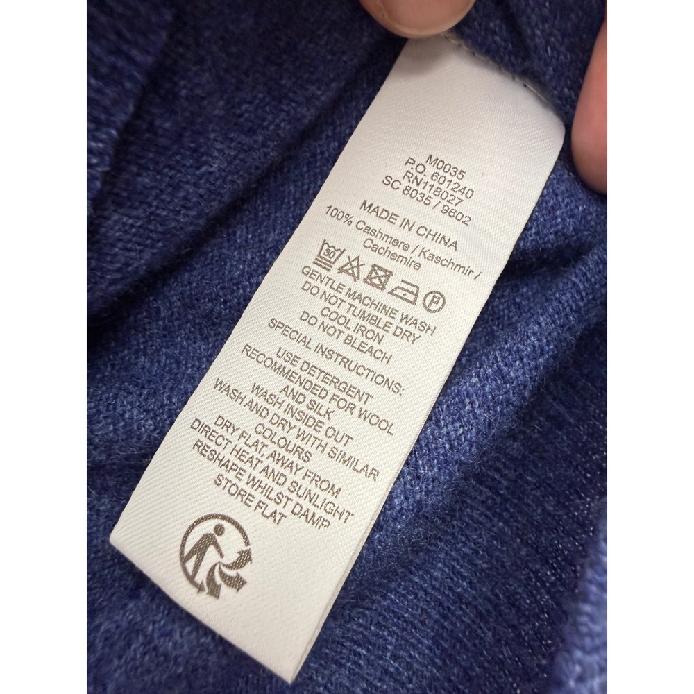 Boden Mens 100% Cashmere Quarter Zip Sweater Blue Mock Neck Pullover Size M - Picture 2 of 6